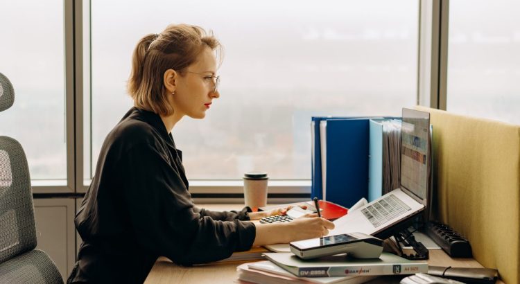 Bookkeeper managing financial records for a small business